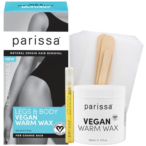 Parissa Microwavable Warm Wax Kit | Vegan, Salon-Quality Formula for Coarse Hair on Legs & Body | 5 fl oz (150 ml)