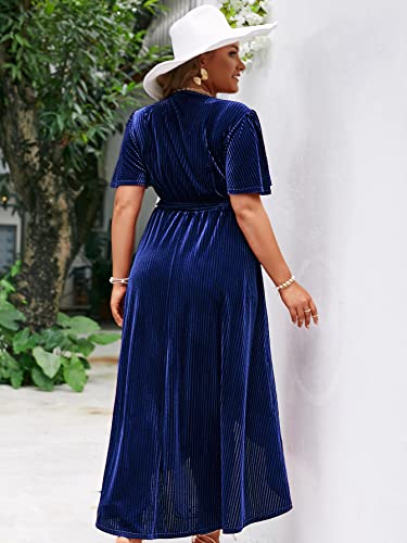 Image of BerryGo Women's Velvet V Neck Wrap Semi Formal Dress Cocktail Party Maxi Dress for Wedding Guest