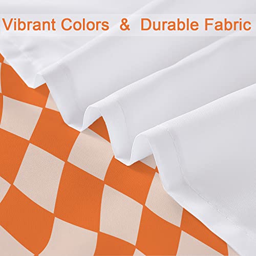 Retro Shower Curtain 70S Shower Curtain Checkered Shower Curtain 72Wx72L Inch Orange Vintage Shower Curtain 60S Groovy Plaid Aesthetic Funky Flag Hippie Abstract Grid Waterproof Fabric 12 Hooks #TOP2