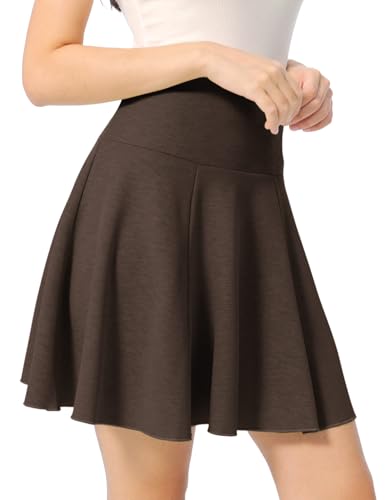 High Waist Flared A-Line Flared Mini Skirt with Elastic Waistband