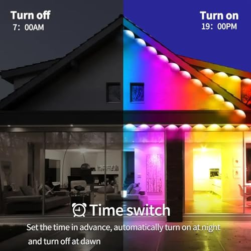 Zhoubbsb Permanent Outdoor Lights, 100FT RGB+IC Smart Eaves Lighting with 50 LEDs, 16 Million Colors, IP68 Waterproof, for Year-Round and Holiday Use by Zhoubbsb - Image 7
