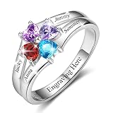 Lam Hub Fong Personalized Mothers Ring with 4 Birthstones for Mom Mother Daughter Custom Name Rings