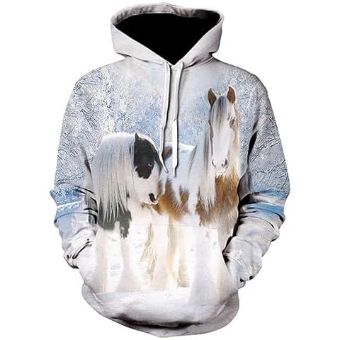 Unisex Kids Hoodie with Horse Pattern Cover