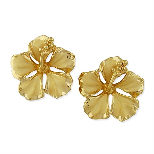 Sterling Silver 1/2 Inch Hibiscus Stud Earrings