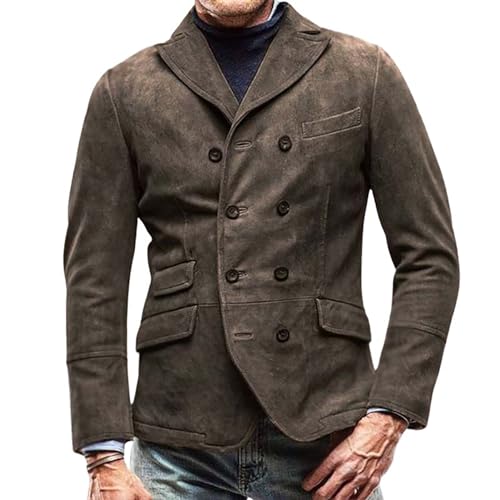utcoco Mens Casual Slim Fit Blazer Jacket Notched Collar Double Breasted Jackets