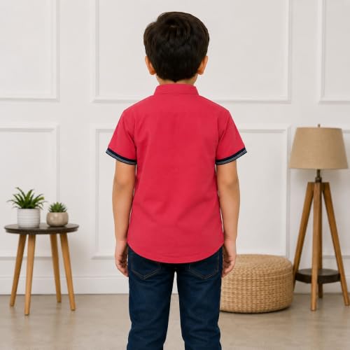 Image of NIVIK Printed Cotton T-Shirts. Stand Collar T-Shirt for Boys