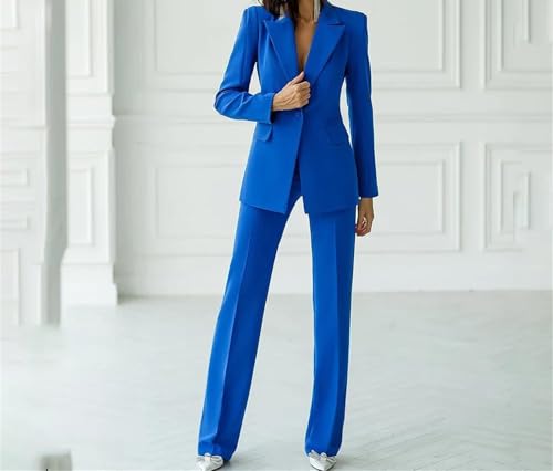 Women's Suits 2 Piece Notched Lapel Single Breasted Blazer Wide Leg Pants Suit Wedding Tuxedo Pants Set2