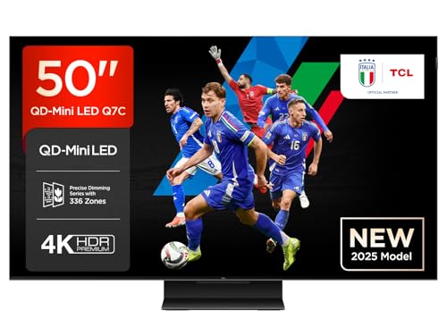 TCL 50Q7C 50” QLED TV 4K QD-Mini LED, HDR Premium 2000, Google TV (Dolby Vision IQ & Atmos, Pannello HVA, Refresh Rate 144Hz, Game Master, Google Assistant Hands-Free, Apple AirPlay 2 & Alexa)