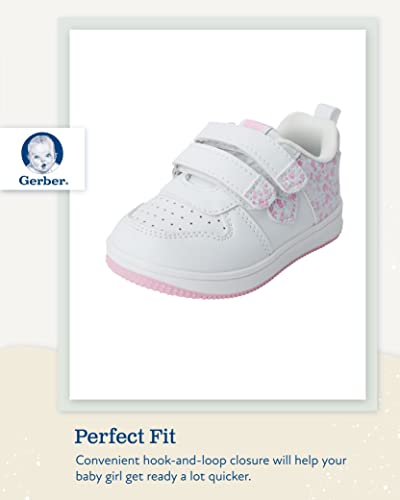 Gerber Baby Girls' Shoes - Classic First Time Walking Shoes (Infant: 3-24 Months), Size 4 Infant, Floral/Heart #TOP2