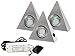 Produktbild 3er Set LED Dreieckleuchte Unterbauleuchte Küchenleuchte EDELSTAHL 2.5W Warmweiß mit Zentralschalter