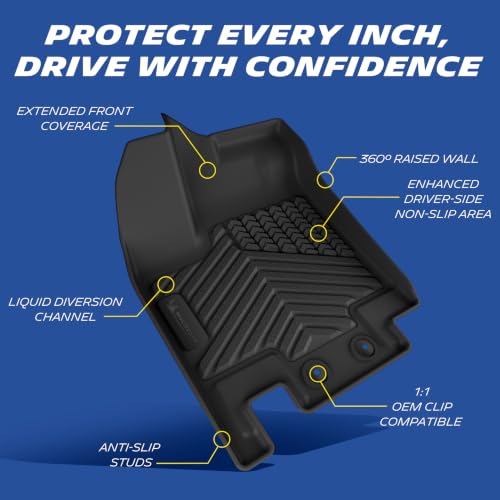 Image of Michelin Vehicle Mats for 2022-2026 Nissan Pathfinder 7&8 Seat | Custom Fit, Non-Slip Car Accessories, All-Weather TPE Floor Mats, 1st & 2nd Row Liners, 4 PCS, Premier