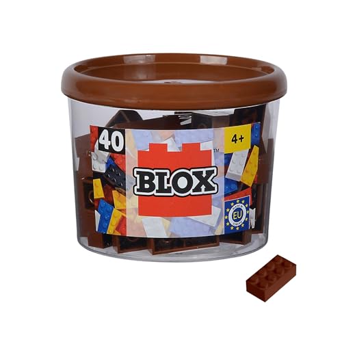 104114538 Blox, 40 mattoncini marroni per bambini dai 3 anni in su, 8 pietre, in scatola, di alta qualità, completamente compatibili con molti altri produttori - Lego