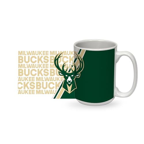 Rico Industries Milwaukee Bucks NBA Ceramic Coffee Mug 15 oz