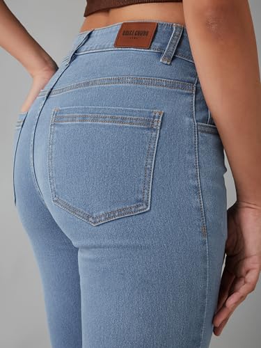 Image of Dolce Crudo Boot Cut High Rise Cropped Jeans for Women