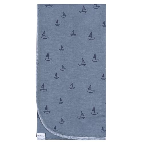 Image of Gerber Unisex Baby 100% Cotton Flannel Receiving Blankets 30x30 Inches (Pack of 4), Coastal Calm, One Size