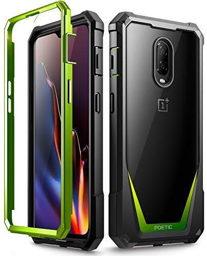 Poetic OnePlus 6T Case, Guardian [Scratch Resistant Back] [Built-in-Screen Protector] Full-Body Rugged Clear Hybrid Bumper Case for OnePlus 6T (2018) - Green