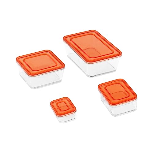eMagTech 4Pcs Dollhouse Food Storage Box 1/6 1/12 Scale Dollhouse Bento Box Mini Fresh Box Dollhouse Ornament for DIY Making Plastic Red