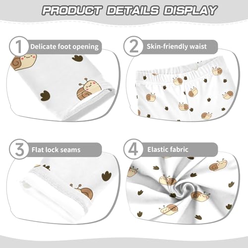 Cute Snail Girls Leggings,Workout Leggings for Girls Toddler Athletic Leggings Size for 3-10T3