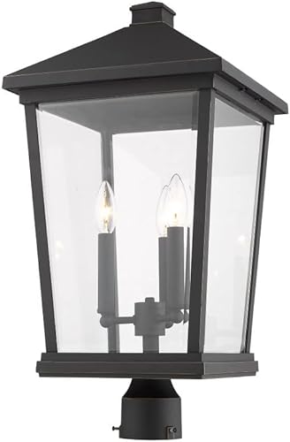 Miniatura 5 de Z-Lite 568PHXLR-BK - Accesorio de montaje de poste para exteriores con 3 luces, color negro