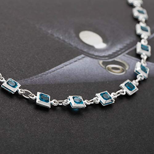 Jovono Boho Crystal Anklets Blue Fashion Anklet Bracelets Beach Foot Jewelry For Women And Girls (Silver) #TOP2