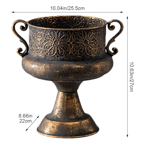 Vase en métal vieilli de style grand vase fantaisie avec patine artisanale unique - 6