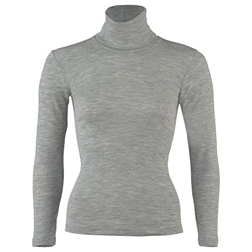 Mens Turtleneck Pullover Shirt: Thermal Base Layer Long Sleeve Top, Organic Merino Wool Silk