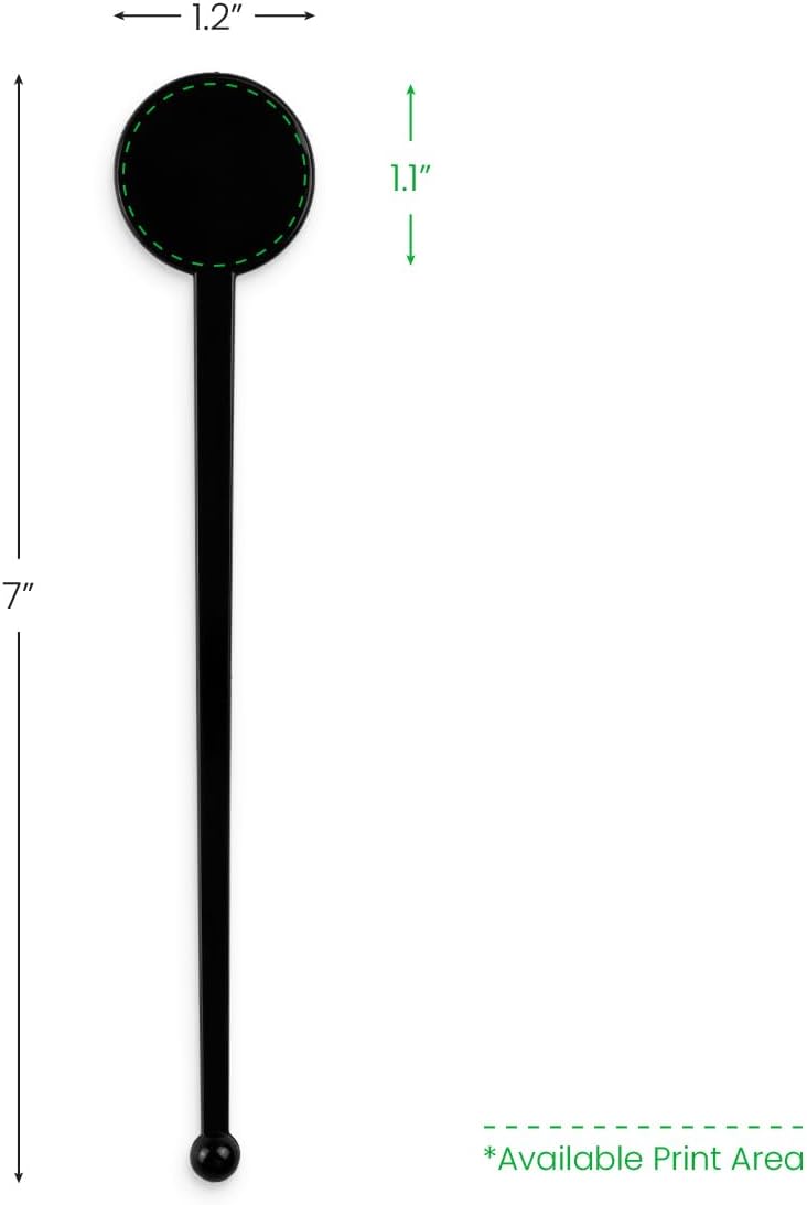 7" Custom Black Plastic Drink Stirrers – Personalized Swizzle Sticks – Ideal for Cocktails, Coffee, and Events – Great for Bars, Restaurants, and Parties – 50 Pack