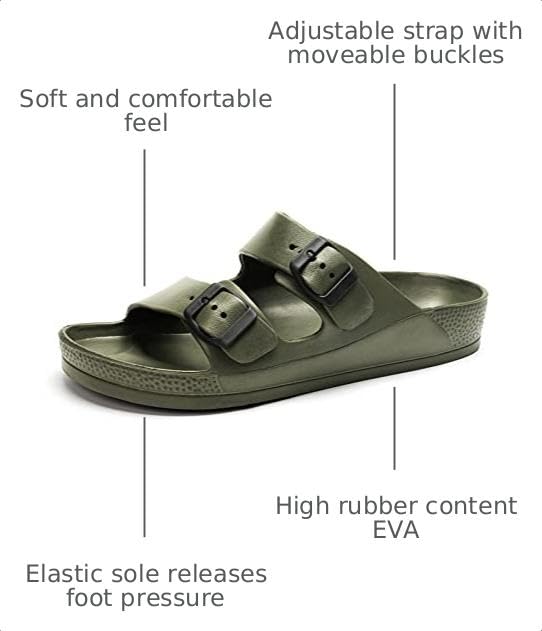 Image of Luffymomo Adjustable Slip on Eva Double Buckle Slides for Mens