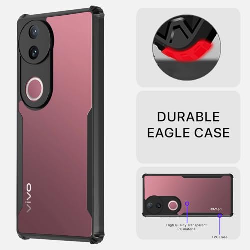 Image of Pikkme Back Cover for iQOO Z10R 5G / Vivo V50 5G / V50e 5G / Vivo T4R 5G | Ultra Hyrbid | Full Camera Protection | Raised Edge | Crystal Clear Transparent Bumper Case (Black)