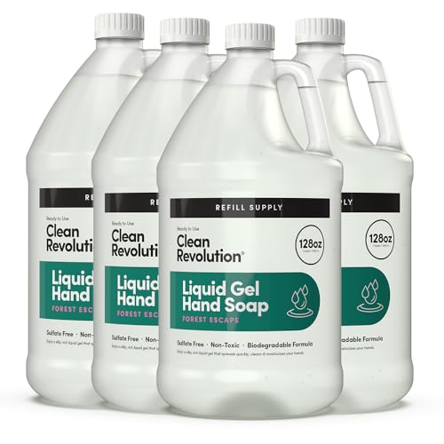 Image of Clean Revolution Liquid Gel Hand Soap Refill with Real Essential Oils - Sulfate-Free Gel Hand Wash, Moisturizing Bulk Refill, Non-Toxic Formula, Made in the USA (Forest Escape) 128 Fl Oz, 4 Pack