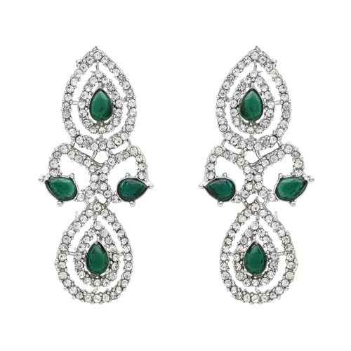 Image of I Jewels Rose Gold Plated Stylish Design Crystal Diamond Necklace & Earrings Jewellery Set for Women