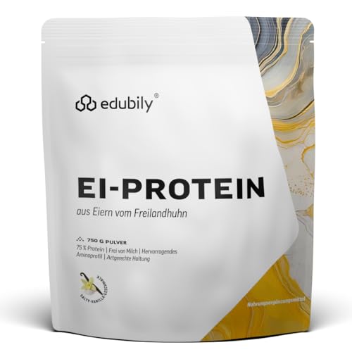 edubily® Eiklar Protein Pulver aus Freilandhaltung - Premium Eiweißpulver ohne Milch - Laborgeprüft (750 g, Salty Vanilla)