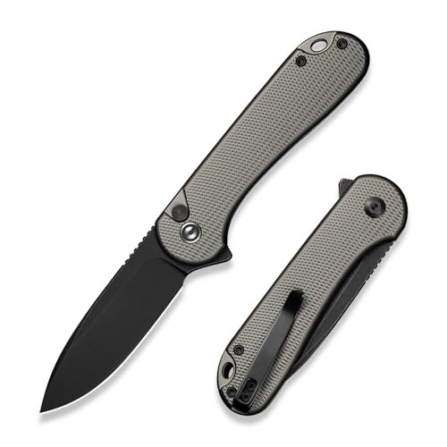 CIVIVI Elementum II Pocket Folding Knife, 2.96" Nitro-V Steel Blade Aluminum Handle Knife with Deep Carry Pocket Clip for EDC Camping Hiking Hunting C18062PD-1, Gray