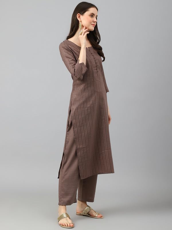 Image of Hritika Women's Cotton Blend Jacquard Woven Kurta with Palazzo Set HRKB0048