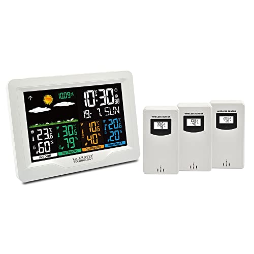 La Crosse Technology - WS6204 Station Météo Radio-Pilotée avec 3 capteurs thermo/hygro - Blanc Cover