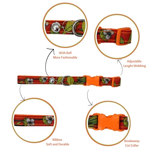 Image of Emily Pets Cat Collars with Bells Breakaway Kitten Collar and Adjustable 5.1-7in Cute Kitty Collar for Girl Boy Cats,Pet Gifts Accessories Supplies Stuff (Color May Vary)