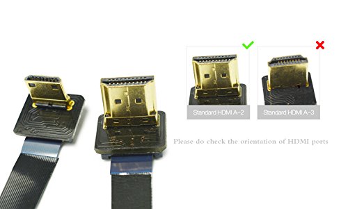 Cable FPV HDMI Mini Ángulo 90 Grados Negro para Conexión de Cardán 3