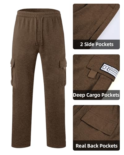 Image of Men's Cargo Sweatpants Casual Fleece Joggers Loose Fit Open Bottom Athletic Pants for Men with Pockets