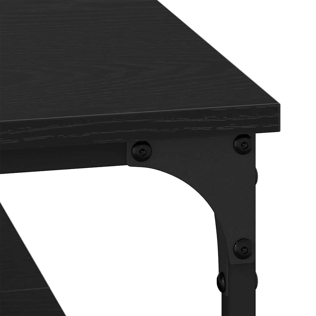 Mesa de centro negra 80 x 80 x 40 cm con estante industrial de madera y marco de hierro, diseño moderno, construcción robusta para salón, dormitorio y oficina