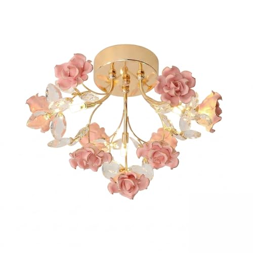 Pink Porcelain Rose Semi-Flush