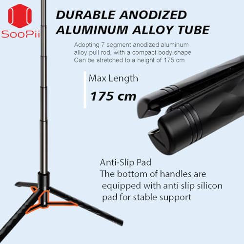 Image of SooPii 69 inch Long Selfie Stick with 360 Rotating Tripod Stand, Aluminum Multifunctional Bluetooth Tripod Stand for Smartphone, GoPro, Action Cameras, Perfect for Vlogging, Travel & Video