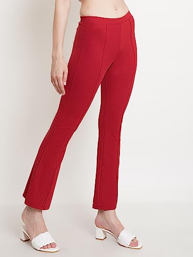 Image of POPWINGS Casual Solid Regular Fit Solid Trouser for Women || Pull On Trouser for Women || Semi-Formal Work Women Trouser for Summer || Stylish Western Trouser