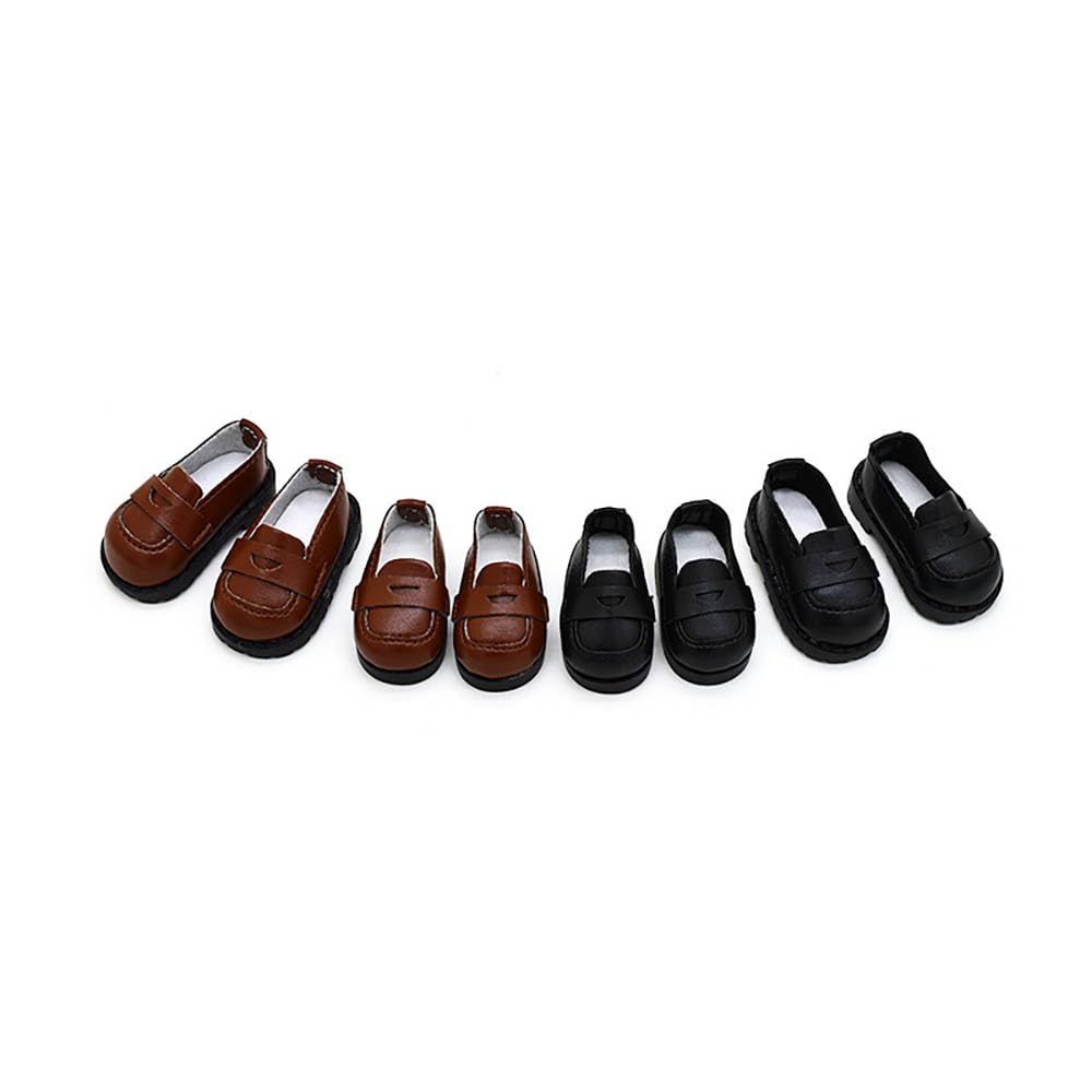 Niannyyhouse Mocassins En Peluche Pour Poupée 1/6 BJD - Chaussures Cuir 4,7 Cm Marron + Blanc