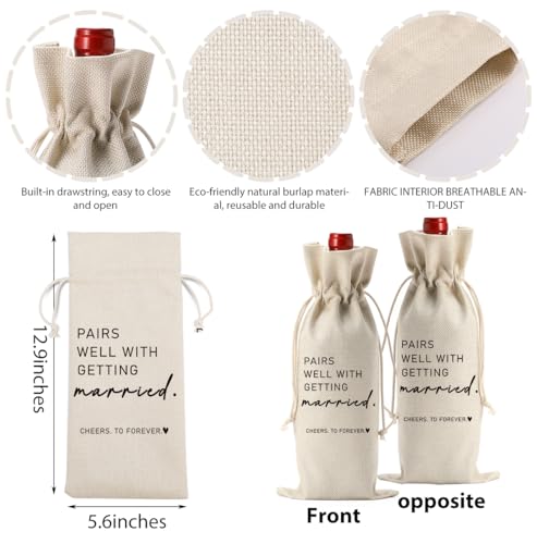 Image of 2PCS Married Wine Bag Married Gifts for Couples Mr Mrs Marriage Honeymoon Gift Wedding Party Decorations Getting Engaged Wine Bottle Bag Champagne Bottle Wraps Bags