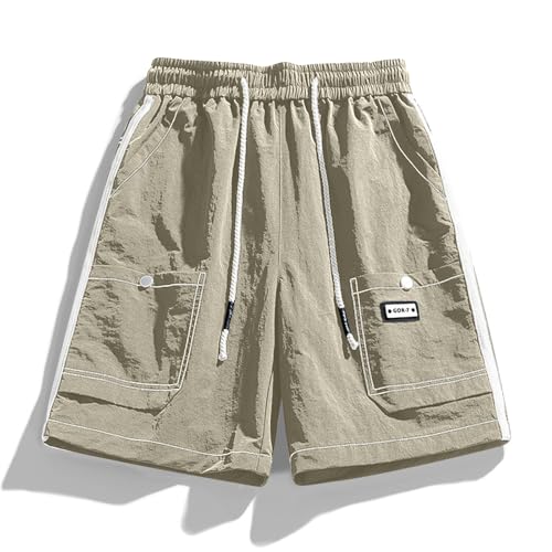 Image of Men's Cargo Shorts Elastic Waist Adjustable Drawstring Lightweight Loose Fit Casual Shorts Summer Knee Length Pants