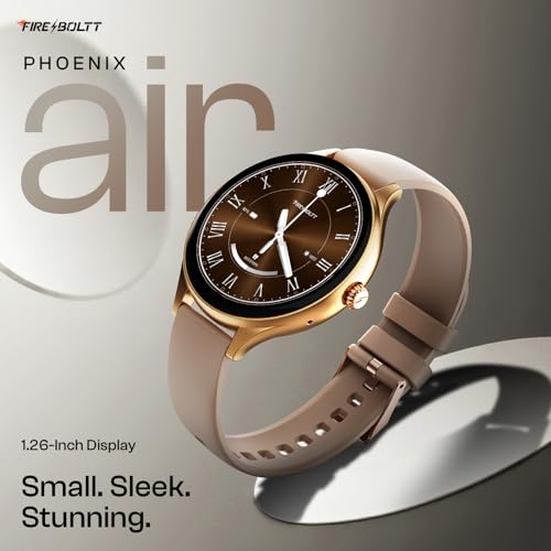Image of Fire-Boltt Phoenix Air Smart Watch 1.26 inch Round Display, Rotating Button, Wireless Charging, Ultra Lightweight Metal Body, Bluetooth Calling, Smartwatch with Silicone & Mesh Steel Straps Mocha Brown