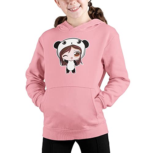 Moletom Infantil Fechado Blusa De Frio Unissex Menina Panda TSM Com Capuz Cor:Rosa;Tamanho:12;Gênero
