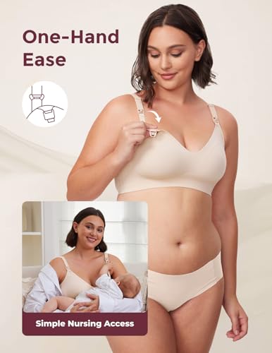 Image of Momcozy Nursing Bras for Breastfeeding, YN21 Seamless Ultra Comfort Maternity Bra, Natural Shape, Pregnancy Sleep Bralette