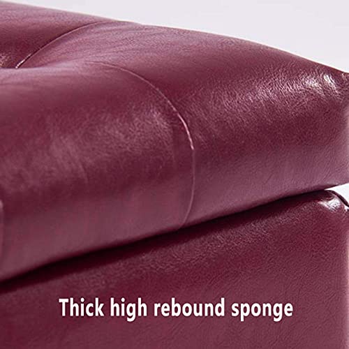 Cube de rangement polyvalent pouf en cuir marron pour chambre