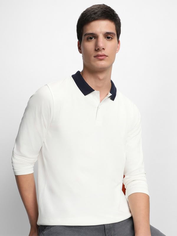 Image of Dennis Lingo Men's Cotton Polo Neck Tshirt, Regular Fit Long Sleeve